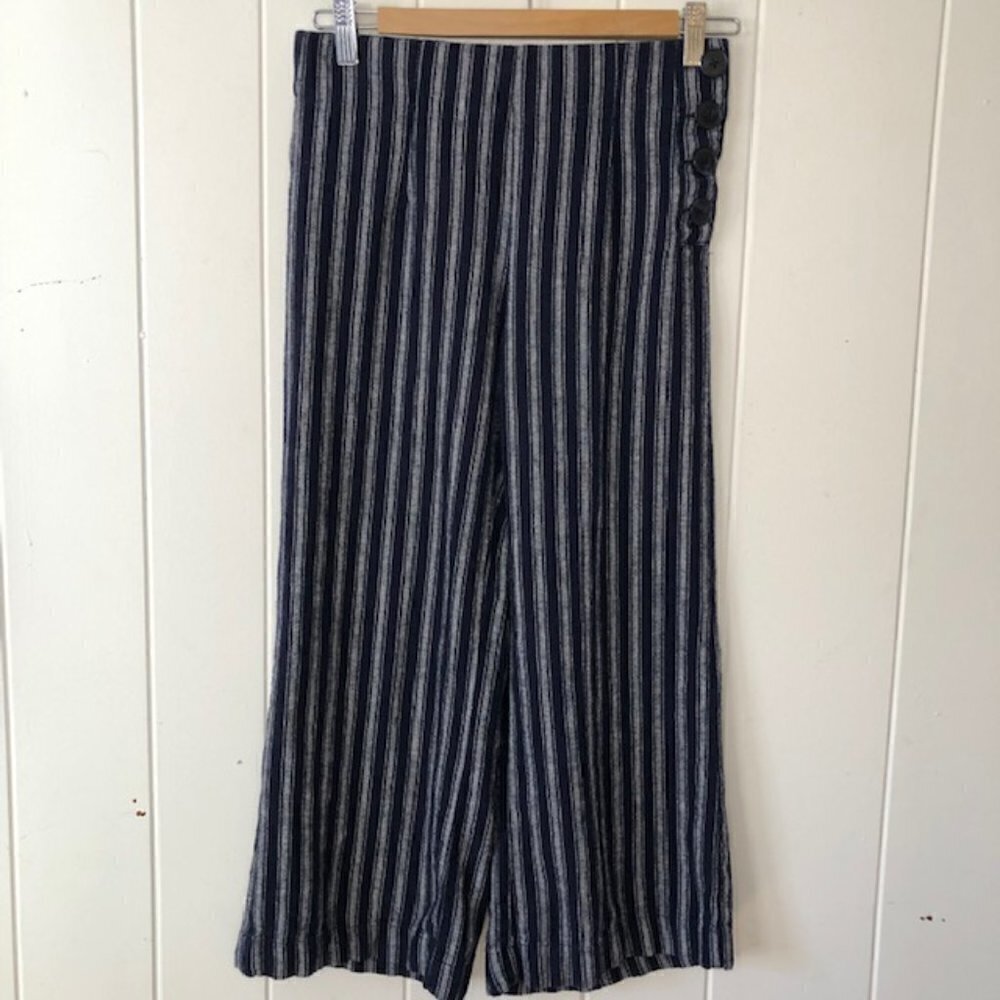 Gap Striped Navy Wide-Leg Pants Size 0